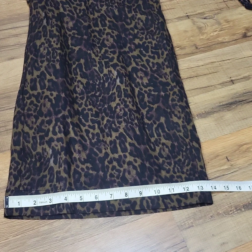 Banana Republic Black Brown Linen Blend Leopard Print Pocket Tie Waist Jumpsuit